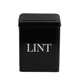 VIP Home & Garden LINT - 14.96 x 11.42 Inch Black Metal Small Canister Waste Box for Laundry with Lid