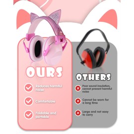 Children’s Noise Cancelling Earmuffs SNR 28dB, Adjustable Hearing Protection for Autism & Sensory Sensitivity, Foldable Ear Defenders for Kids Aged 3-16 Years