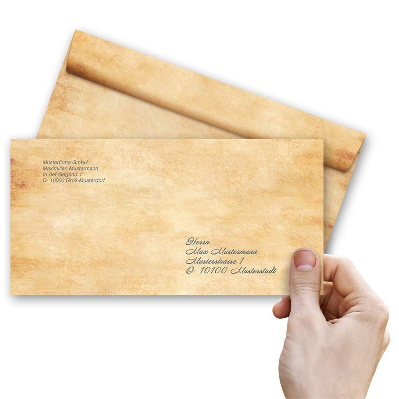 25 Envelopes (No Window) Design, PERGAMENT DIN Long (220 x