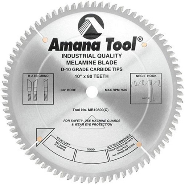 Amana Tool - MB10800 Carbide Tipped Double-Face Melamine 10" Dia