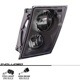 EPIC LIGHTING Halogen Replacement Spec Fog Light Black Bezel Dual Bulbs w/DRL Compatible with VOLVO 04-15 VN 04-18 VNL VNM 15-18 VNX [ VO2592119 82793456 ] Left Driver Side