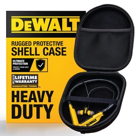 DEWALT Heavy Duty Protective Headphone Case for Pro Max Neckband, Compact Lightweight w/EVA Earphone Hard Shell Case, Headset Travel Carry Shockproof, Water-Resistant, Soft Interior & Accessory Pocket