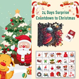 Advent Calendar 2024 Christmas Puzzle for Adults over 1000 Pieces, 24 Days Countdown Jigsaw Puzzle, Family Game Christmas Decorations Holiday Puzzle (Santa)