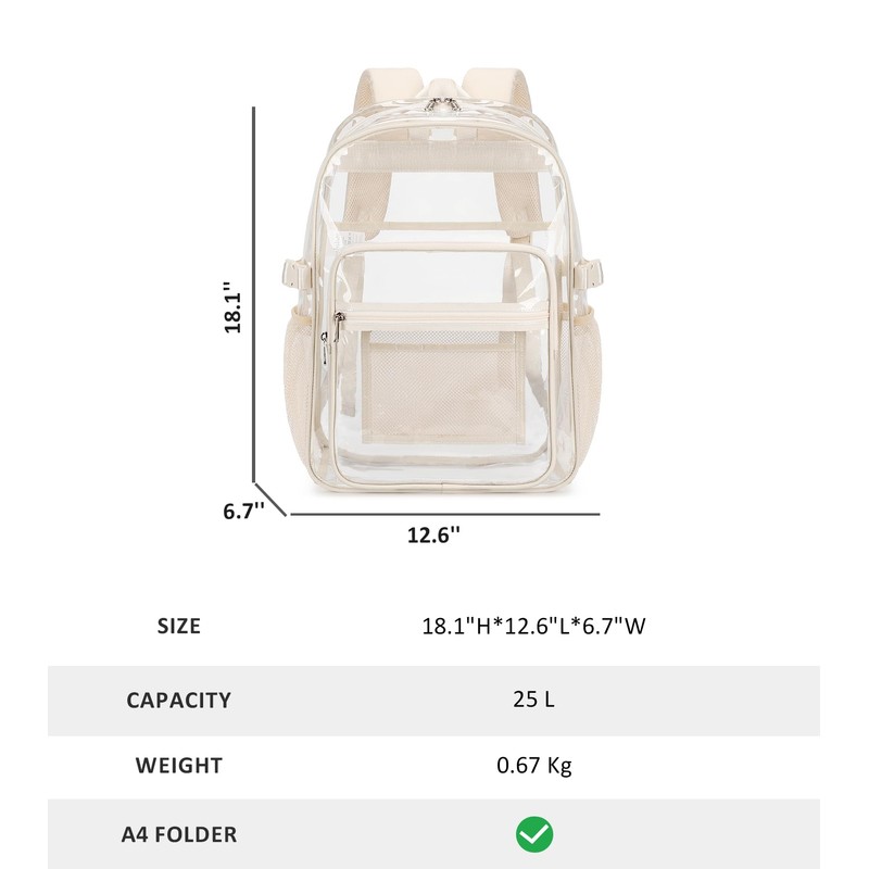 abshoo Big Heavy Duty Clear Backpack for School Girls Boys