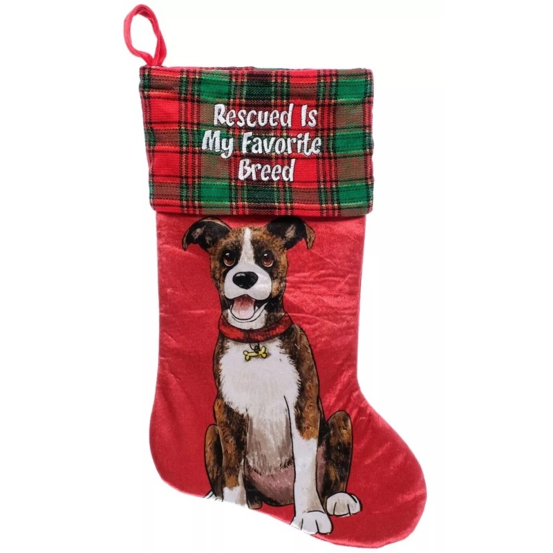 ASPCA Mix Breed Dog Velour Red Plaid "Rescue Is My