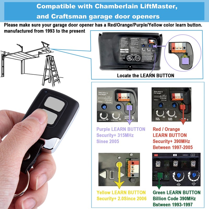 Garage Door Opener Remote Key Chain for Lift Master Chamberlain