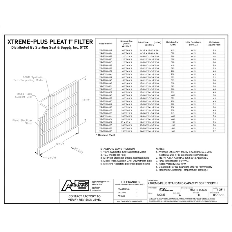 Lamons 16"x25"x1" Xtreme Plus Air Guard MERV 8 Filter (Pack