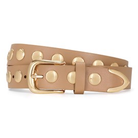 JASGOOD Women Fashion Leather Belt Punk Studded Belt for Jeans Pants Dresses