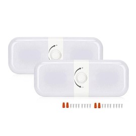 JMEST LEAD 2PCS 12V LED Caravan Interior Light 3 Colors with Knob Switch Dimmable 12V 10W LED Campervan RV Ceiling Light Interior Dome Light For Motorhome Trailer Car Truck Boat