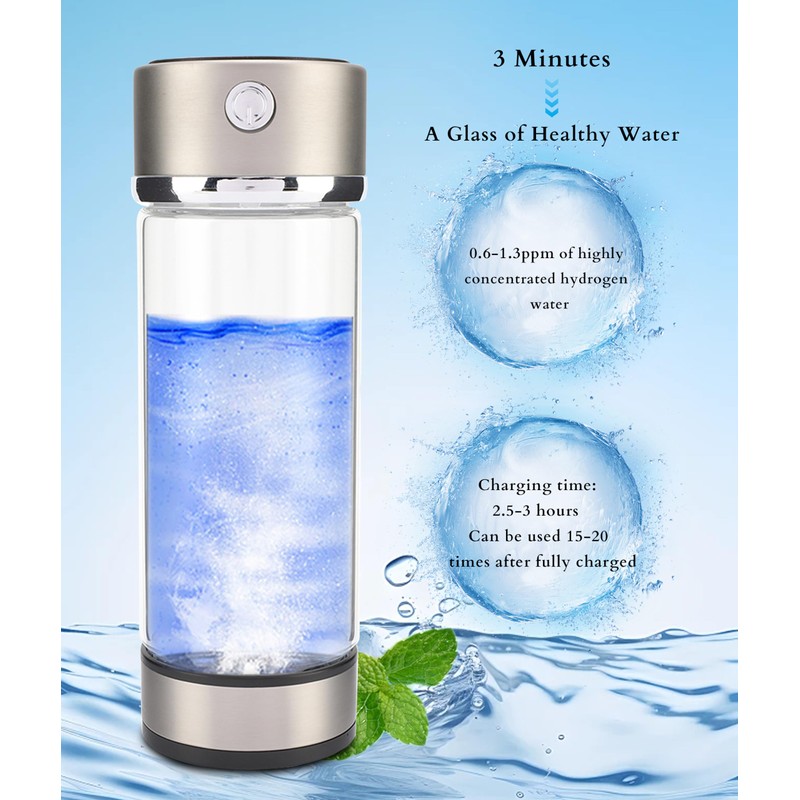 Hydrogen Water Bottle, Portable Hydrogen Water Generator Bottle, USB Charging