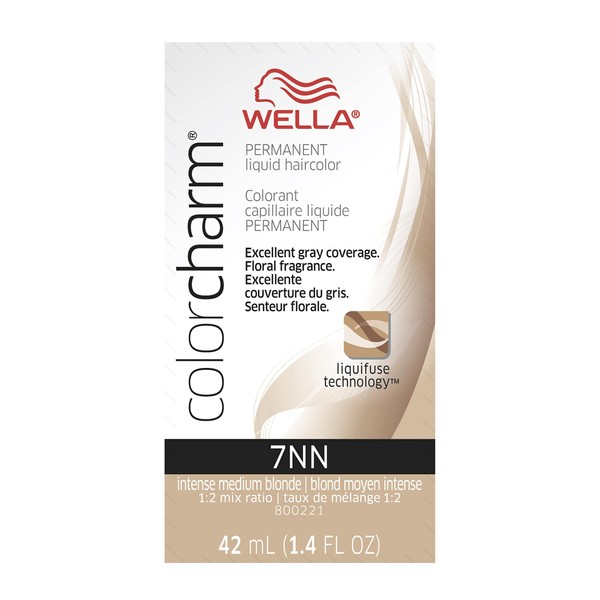 WELLA colorcharm Permanent Liquid Hair Color for Gray Coverage, 7NN Intense Med Blonde, 1.42 Fl Oz