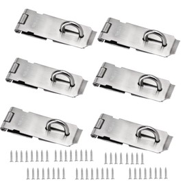 ZOENHOU 6 Pack 4 Inch Door Hasp Latch Locks, Stainless Steel Padlock Hasp and Staple, Heavy Duty Shed Lock Hasp Gate Lock Latch for Shed, Cabinet, Drawer, Door, Window