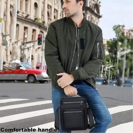 A-QMZL Shoulder Bag Men's Crossbody Bag Large Capacity Messenger Bags Nylon Man Bag Casual Handbag Side Satchel with Multiple Pockets for Working HikingTraveling (Black 1)