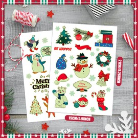 Cerlaza 150 PCS Glow Christmas Fake Tattoos for Kids Party decorations, Luminous Christmas Temporary Tattoo Stickers Stocking Stuffers, Christmas Party Favors Supplies Toys for Boys Girls