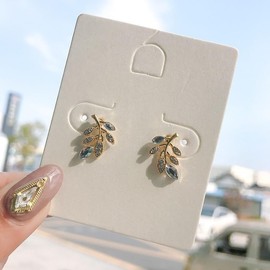 QYHH018 Women's Stud Earrings Gold Leaf Branch Small Small 925 Silver Metal Allergy Korean Style Cute Accessory Jewelry, Sterling Silver