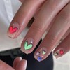 GlamRays Short Press-On False Nails with Cartoon Heart Designs Cute