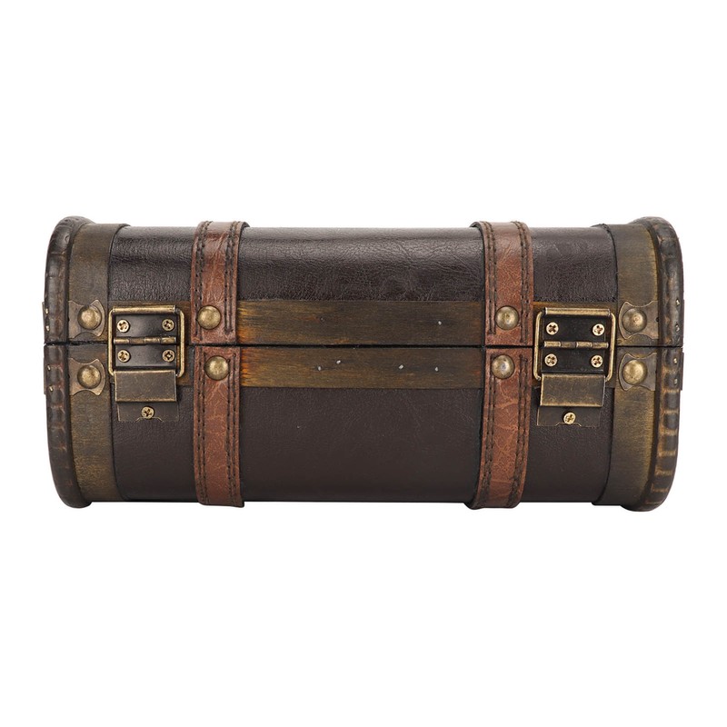 Retro Wooden Suitcase Home Party Artificial Leather Jewelry Necklace Storage