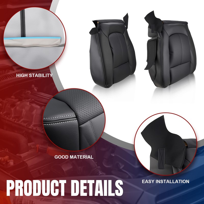 AUTOKAY Driver & Passenger Perforated Seat Cover Fits for Ford