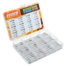 HUAREW 12 Values 60 Pcs 6 x 30 mm T 1A 2A 3A 4A 5A 6A 7A 8A 10A 15A 20A 30 A amp 250 V Slow Blow Ceramic Tube Fuses Assortment Kit
