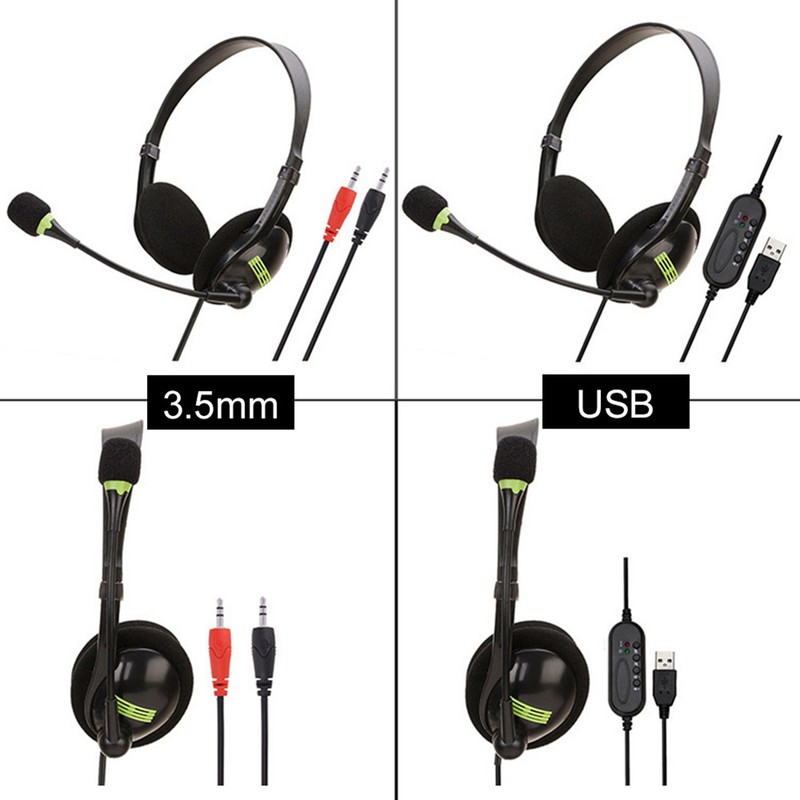 Gaming Headset Over Ear Head Mounted Wired Headphones with Mic