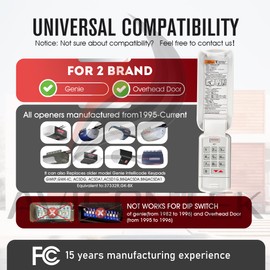 1 Pack GK-BX Keypad + 2 Pack G3T-BX Remote Replacement for Genie Garage Door Opener - Auto-Seek 315/390MHZ, Compatible 1995 to Present Models- 3-Year Warranty