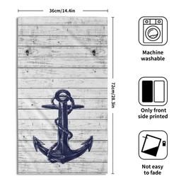 Nautical Sea Anchor Hand Towel Navy Blue Ship Boat Face Towel Set of 2, for Bathroom Kitchen Adult Man, Labor Day Columbus Day Gift