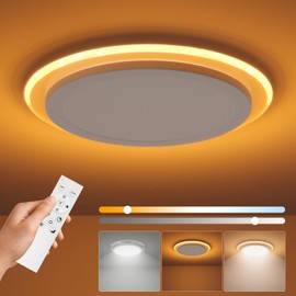 Aphyni Ceiling Light LED Dimmable 24 W, Planet Ring Design Ceiling Light Round Ceiling Lighting with Remote Control, 3000-6500 K 3600 LM Supports Night Light Timer for Bedroom Children's Room Living