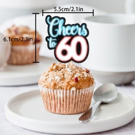 18pcs Blue Glitter Dessert Cupcake Topper Pick for Straight Outta 1965 Legend Since 1965 Theme Decor Supplies Men Happy 60th Birthday Party Decorations