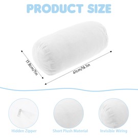 TIESOME 2 Packs Neck Roll Pillow Cover, Crystal Velvet Cervical Neck Pillow Case Bolster Pillowcases for Cylindrical Cushion Soft Travel Pillow Case Cover Cylinder Pillow Covers for Home(White)