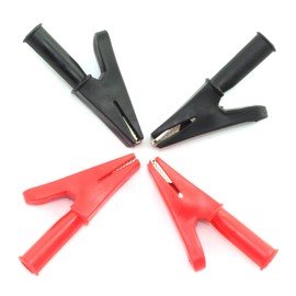 RuiLing 2Pairs Full Insulation Car Battery Test Lead, 30A Protecting Alligator Clips Crocodile Clamps (Black+Red)