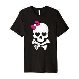 Cute Skull and Cross bone Pink Bow Tie Women Girls Adorable Premium Premium T-Shirt