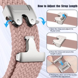 KeHowy 20 mm Nylon Strap for Garmin Vivoactive 5/6/Forerunner 165/165 Music/245/245 Music/645/645 Music/570 42 mm, Braided Replacement Strap for Garmin Venu Sq 2/Venu 2 Plus/Approach S50/S44 - Pink