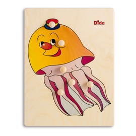 Dida - Steckpuzzle - Qualle. Greifpuzzle Für Kleinkinder Mit Bequemen Holzknöpfen. Ideal Für Die Kinderkrippe, Die Vorschule Und Den Kindergarten