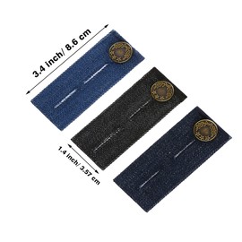 TOODOO 6 Pieces Jeans Waist Extender Jeans Pants Extender Blue Jean Button Extender Waist Extender with Metal Button for Pants, Jeans, Trousers and Skirt, Black, Blue and Dark Blue