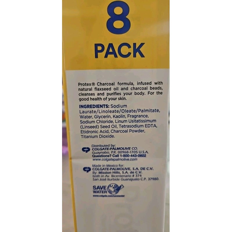 Protex Charcoal Soap Natural Antibacterial With Flaxseed Oil 8 Bars