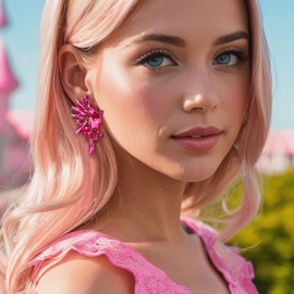 EVER FAITH Crystal Fashion Statement Cluster Earrings, Art Deco Bling Colorful Marquise Teardrop Dangle Clip-on Earrings for Women Hot Pink Gold-Tone