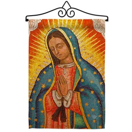 Ornament Collection Lady of Guadalupe Garden Flag Set Wall Hanger Religious Faith Hope Grace Peace Dove Christian Religion Easter Small Decorative Gift Yard House Banner Made in USA 13 X 18.5