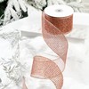 DINDOSAL Copper Wired Ribbon 2.5" X 10 Yards Glitter Mesh