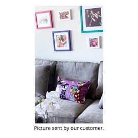 Kashmir Designs Lumbar Picasso Cat Pillow Cover Purple Cat Pillowcase Cute Cat Cushion Cat Face on Pillowsham Kitty Hand Embroidered Wool Size 14x20