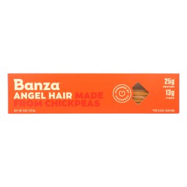 UD_Banza Organic Angel Hair Chickpea Pasta Case 12-8 oz Certified Kosher Halal Spaghetti Capellini Type Wheat Rice Durum Wheat