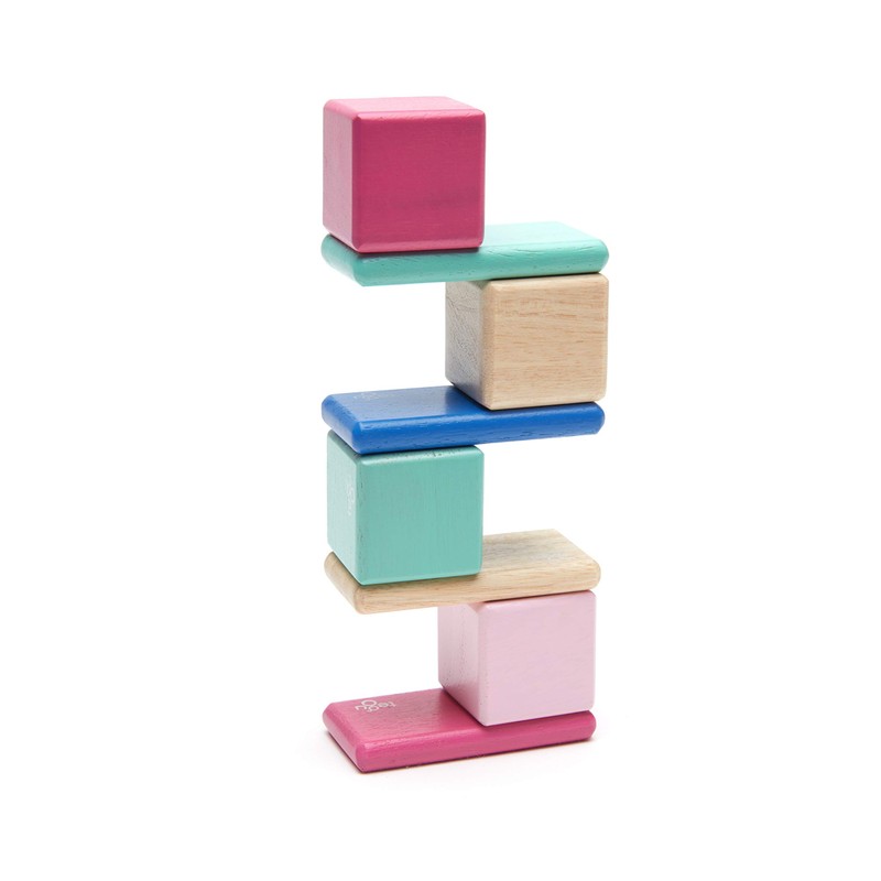 8 Piece Tegu Pocket Pouch Magnetic Wooden Block Set, Blossom