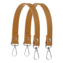 YELARXI Leather Purse Strap Replacement PU Short Bag Handles with Gold Lobster Buckles, 13 Inch Length Fit for Handbags Shoulder Bag Accessories - Rectangle (2 Pack, Khaki)