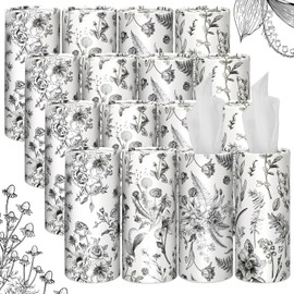 Zonon 16 Pcs Boho Round Tissues Box Car Tissue Holder with Facial Tissue Bulk Travel Tissue Tubes for Car with 50 Sheets Cylinder Tube Face Towel Fit for Car Cup Holder Round Container (Vintage)