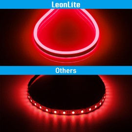 LEONLITE 50FT LED Neon Rope Lights, Flexible Christmas Decoration, Outdoor IP67 Waterproof, 120V UL Plug, ETL Connectable LED Neon Strip Lights for Shop Sign, Max 3 Sets(150FT), Red Light