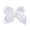 AMYDECOR 8 Inch White Sparkly Glitter Sequin Hair Bows for