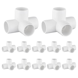 12-Pack 3/4" PVC Fittings 4 Way, Furniture Grade 3/4 Inch PVC Pipe Fittings 4 Way, UV Resistant, Fits SCH40 Pipe DIY Garden Shelves, Greenhouse, Shelf