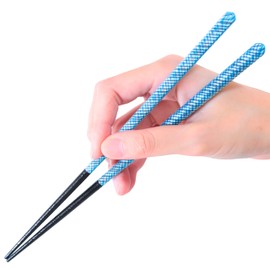 FlaColle [Spin Spin Sturdy Holding 3D Spiral Chopsticks] Chopsticks, 9.1 inches (23 cm), Thick, Made in Japan, Non-slip Dishwasher Safe, Present, Stylish (Blue)