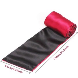 1Pcs Satin Silk Eye Covers,Soft Comfortable Silk Sleeping Cover Blindfold Tie,Soft Adjustable Eye Blindfold,130cm (R+B)