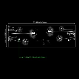 funlife Transparent Floral Window Sticker Watercolour Window Clings Stained Glass Window Film, Static Cling Home Glass Covering Decor, White Sketch Dandelion