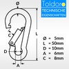 Toldoro Niro AISI 316 V4A Stainless Steel Carabiner 5 x